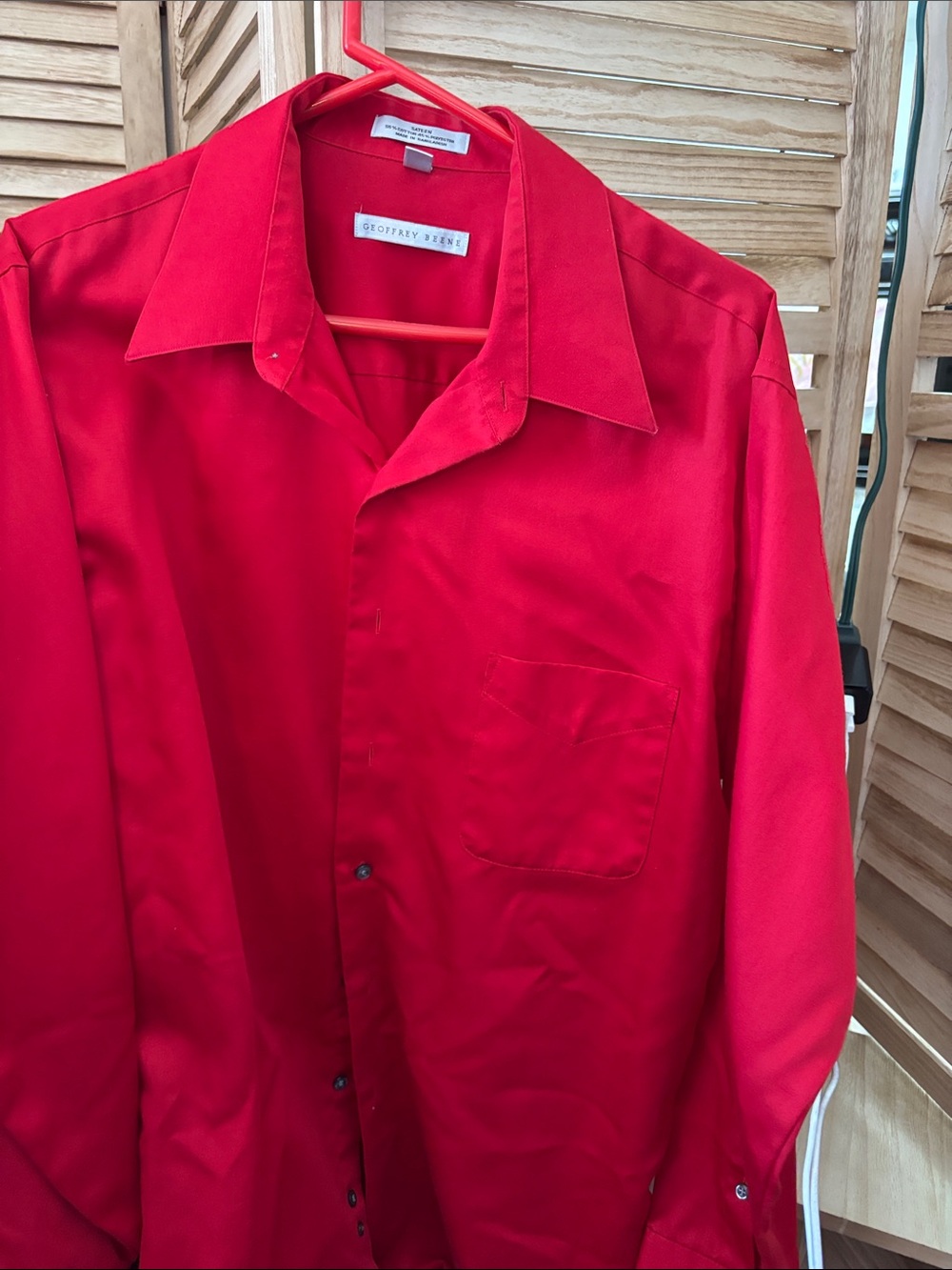 Geoffrey Beene Bold Red Men's Long-Sleeve Dress Shirt 17 1/2 34/35